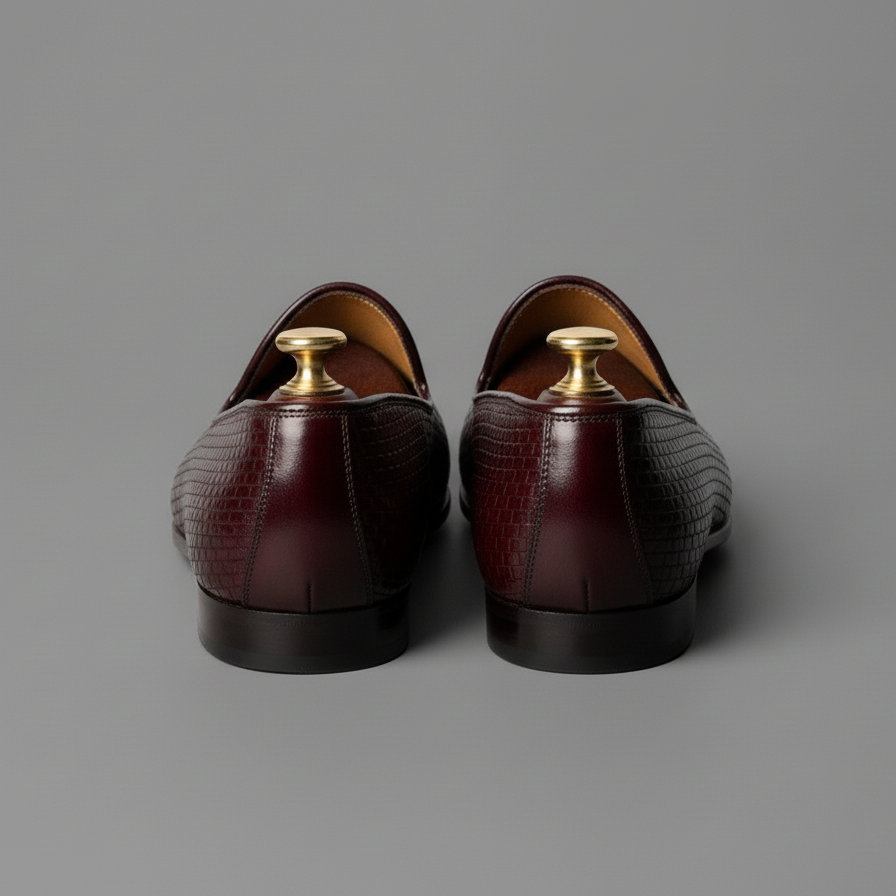 Burgundy Braided Leather Tana Peshawari Jutti Loafers | Wedding Shoes for Groom | Shoes for Haldi Mehendi Sangeet