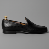 Black Braided Leather Tana Peshawari Jutti Loafers | Wedding Shoes for Groom | Shoes for Haldi Mehendi Sangeet