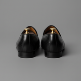 Black Braided Leather Tana Peshawari Jutti Loafers | Wedding Shoes for Groom | Shoes for Haldi Mehendi Sangeet