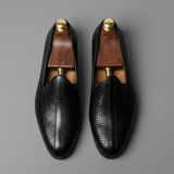 Black Braided Leather Tana Peshawari Jutti Loafers | Wedding Shoes for Groom | Shoes for Haldi Mehendi Sangeet