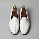 White Braided Leather Tana Peshawari Jutti Loafers | Wedding Shoes for Groom | Shoes for Haldi Mehendi Sangeet