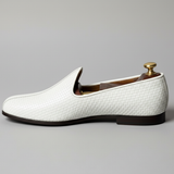 White Braided Leather Tana Peshawari Jutti Loafers | Wedding Shoes for Groom | Shoes for Haldi Mehendi Sangeet