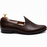 Brown Leather Tana Peshawari Jutti Loafers | Wedding Shoes for Groom | Shoes for Haldi Mehendi Sangeet