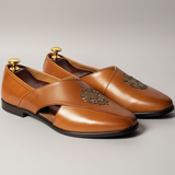 Tan Leather Tana Peshawari Loafers | Wedding Shoes for Groom | Shoes for Haldi Mehendi Sangeet