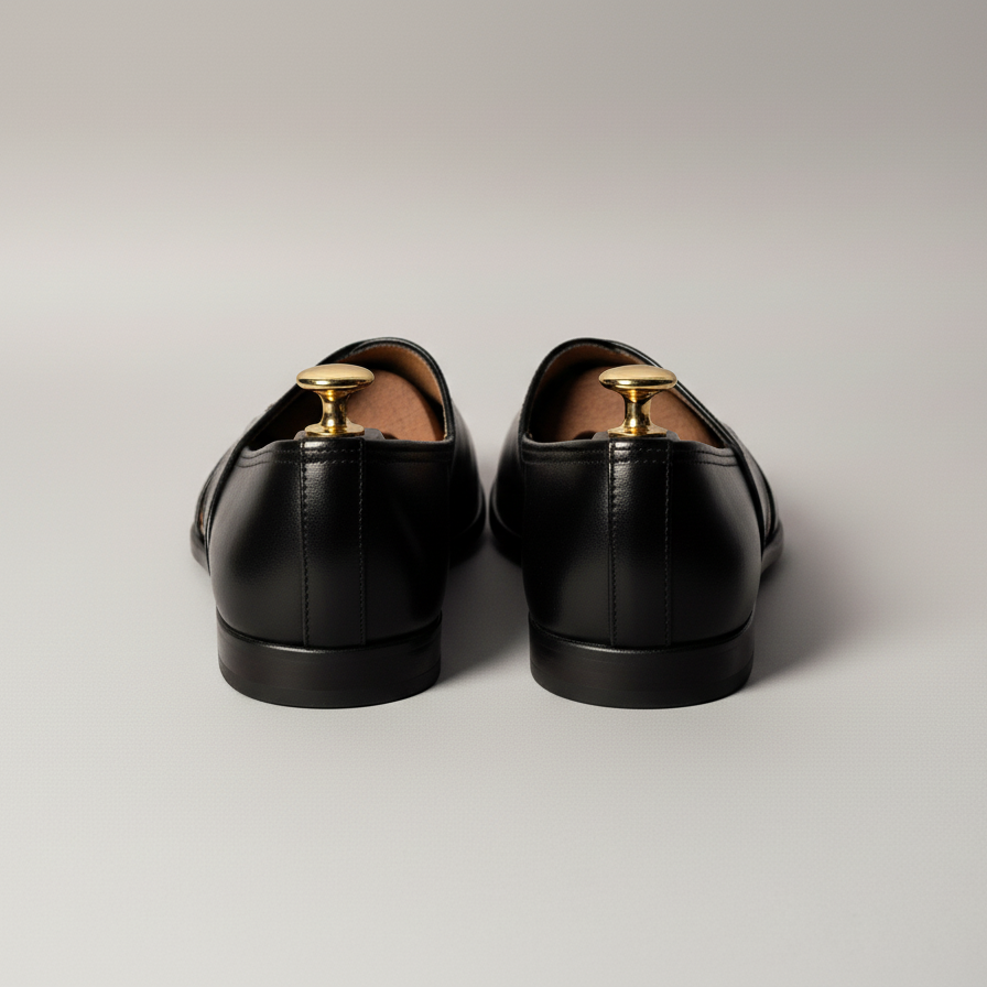 Black Leather Tana Peshawari Loafers | Wedding Shoes for Groom | Shoes for Haldi Mehendi Sangeet