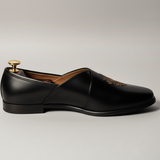 Black Leather Tana Peshawari Loafers | Wedding Shoes for Groom | Shoes for Haldi Mehendi Sangeet