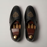 Black Leather Tana Peshawari Loafers | Wedding Shoes for Groom | Shoes for Haldi Mehendi Sangeet