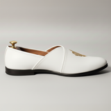 White Leather Tana Peshawari Loafers | Wedding Shoes for Groom | Shoes for Haldi Mehendi Sangeet