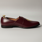 Burgundy Leather Tana Peshawari Loafers | Wedding Shoes for Groom | Shoes for Haldi Mehendi Sangeet