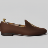 Brown Knitted Euro Velvet Tana Peshawari Jutti Loafers | Wedding Shoes for Groom | Shoes for Haldi Mehendi Sangeet