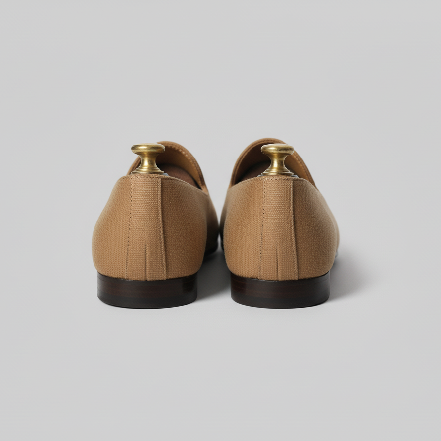 Tan Knitted Euro Velvet Tana Peshawari Jutti Loafers | Wedding Shoes for Groom | Shoes for Haldi Mehendi Sangeet