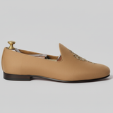 Tan Knitted Euro Velvet Tana Peshawari Jutti Loafers | Wedding Shoes for Groom | Shoes for Haldi Mehendi Sangeet