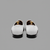 White Leather Tana Peshawari Hand Work Embroidered Zardozi Jutti Loafers | Wedding Shoes for Groom | Shoes for Haldi Mehendi Sangeet