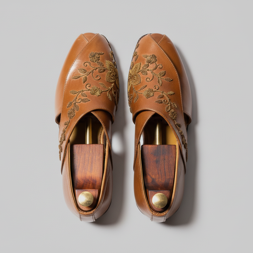 Tan Leather Tana Peshawari Loafers | Wedding Shoes for Groom | Shoes for Haldi Mehendi Sangeet