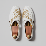 White Leather Tana Peshawari Loafers | Wedding Shoes for Groom | Shoes for Haldi Mehendi Sangeet