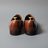 Tan Leather Tana Embroidered Peshawari Jutti Loafers | Wedding Shoes for Groom | Shoes for Haldi Mehendi Sangeet