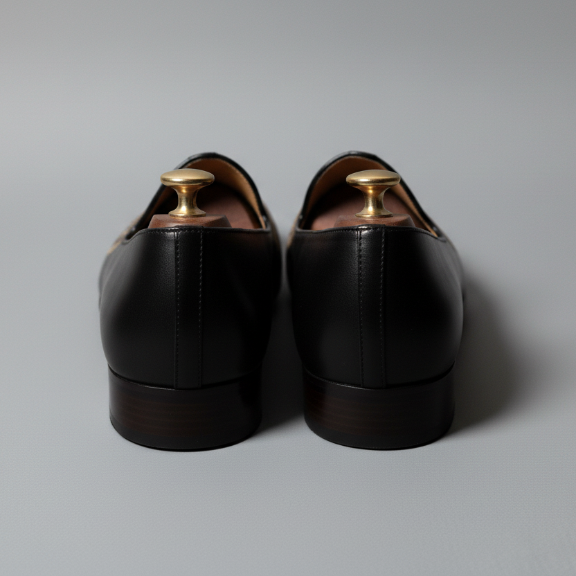 Black Leather Tana Embroidered Peshawari Jutti Loafers | Wedding Shoes for Groom | Shoes for Haldi Mehendi Sangeet