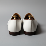 White Leather Tana Embroidered Peshawari Jutti Loafers | Wedding Shoes for Groom | Shoes for Haldi Mehendi Sangeet