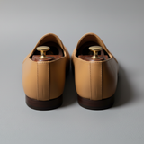 Light Tan Leather Tana Embroidered Peshawari Jutti Loafers | Wedding Shoes for Groom | Shoes for Haldi Mehendi Sangeet