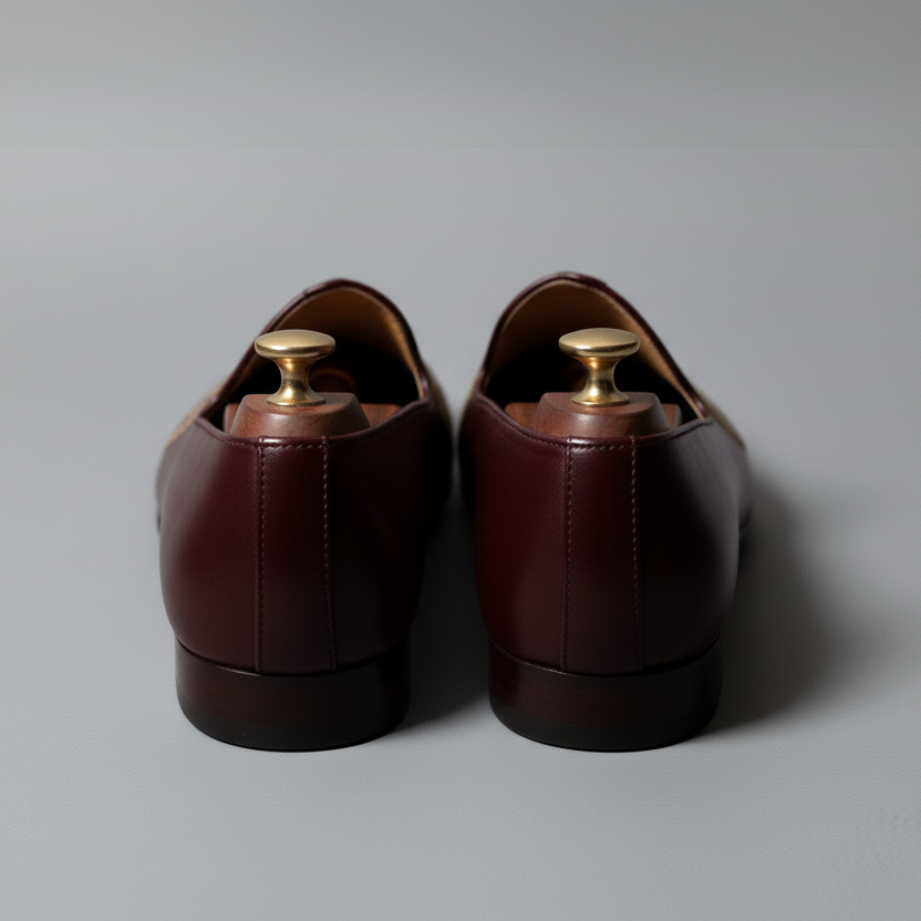 Burgundy Leather Tana Embroidered Peshawari Jutti Loafers | Wedding Shoes for Groom | Shoes for Haldi Mehendi Sangeet