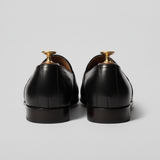 Black Leather Tana Embroidered Peshawari Loafers | Wedding Shoes for Groom | Shoes for Haldi Mehendi Sangeet