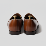 Brown Leather Tana Embroidered Peshawari Loafers | Wedding Shoes for Groom | Shoes for Haldi Mehendi Sangeet