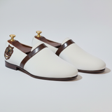 White Velvet Tana Peshawari Loafers | Wedding Shoes for Groom | Shoes for Haldi Mehendi Sangeet