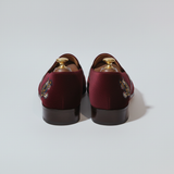 Burgundy Velvet Tana Embroidered Peshawari Loafers | Wedding Shoes for Groom | Shoes for Haldi Mehendi Sangeet