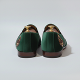 Green Velvet Tana Embroidered Peshawari Loafers | Wedding Shoes for Groom | Shoes for Haldi Mehendi Sangeet
