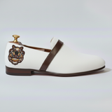 White Velvet Tana Peshawari Loafers | Wedding Shoes for Groom | Shoes for Haldi Mehendi Sangeet