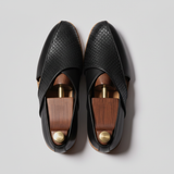Black Braided Leather Tana Peshawari Loafers | Wedding Shoes for Groom | Shoes for Haldi Mehendi Sangeet