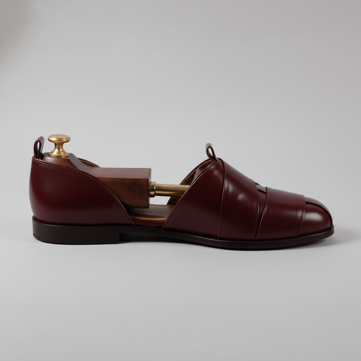Burgundy Leather Tana Peshawari Loafers | Wedding Shoes for Groom | Shoes for Haldi Mehendi Sangeet