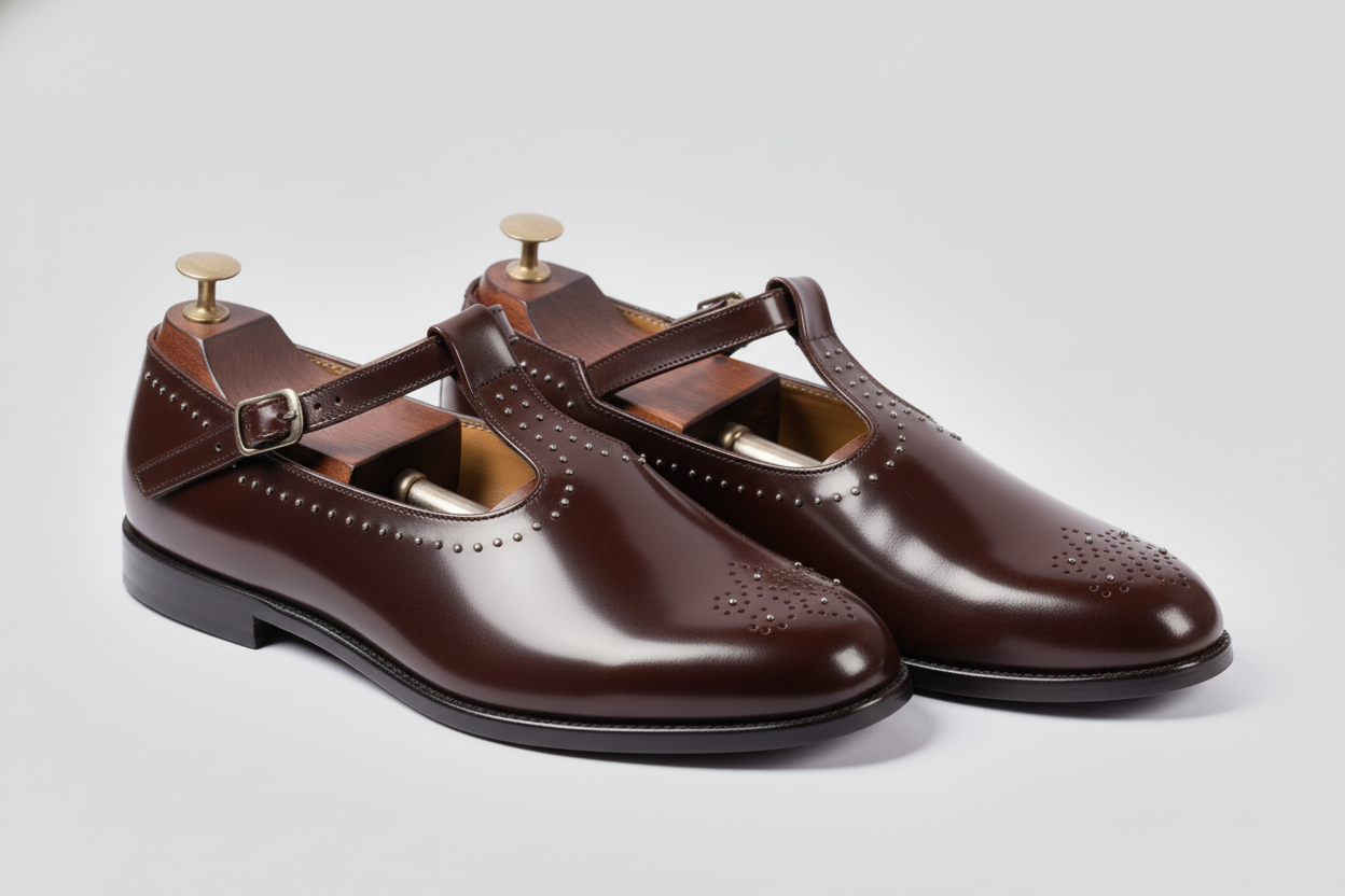 Brown Leather Tana Peshawari Loafers | Wedding Shoes for Groom | Shoes for Haldi Mehendi Sangeet