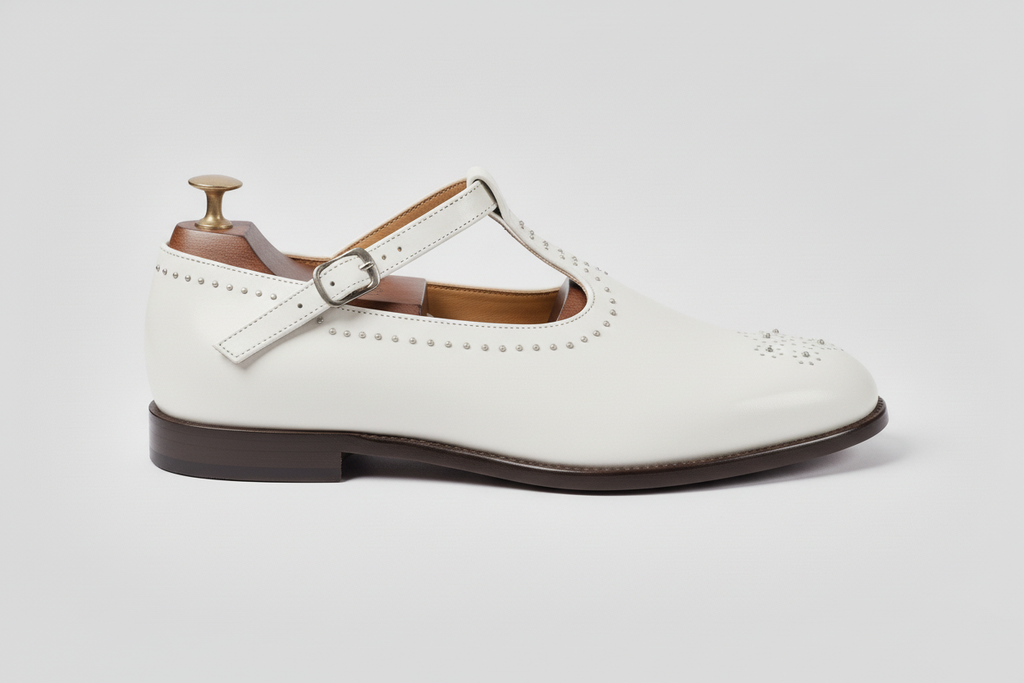 White Leather Tana Peshawari Loafers | Wedding Shoes for Groom | Shoes for Haldi Mehendi Sangeet
