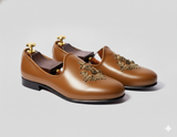 Tan Leather Tana Peshawari Loafers | Wedding Shoes for Groom | Shoes for Haldi Mehendi Sangeet