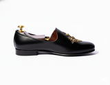 Black Leather Tana Peshawari Loafers | Wedding Shoes for Groom | Shoes for Haldi Mehendi Sangeet