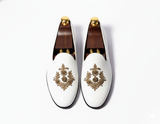 White Leather Tana Peshawari Loafers | Wedding Shoes for Groom | Shoes for Haldi Mehendi Sangeet