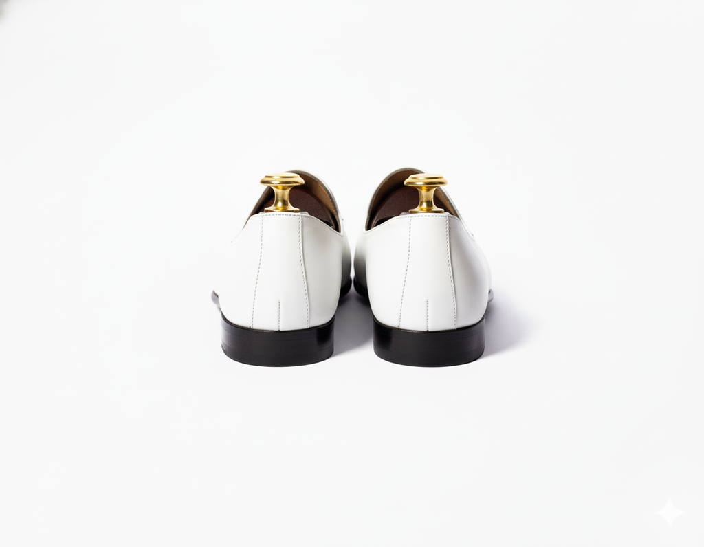 White Leather Tana Peshawari Loafers | Wedding Shoes for Groom | Shoes for Haldi Mehendi Sangeet