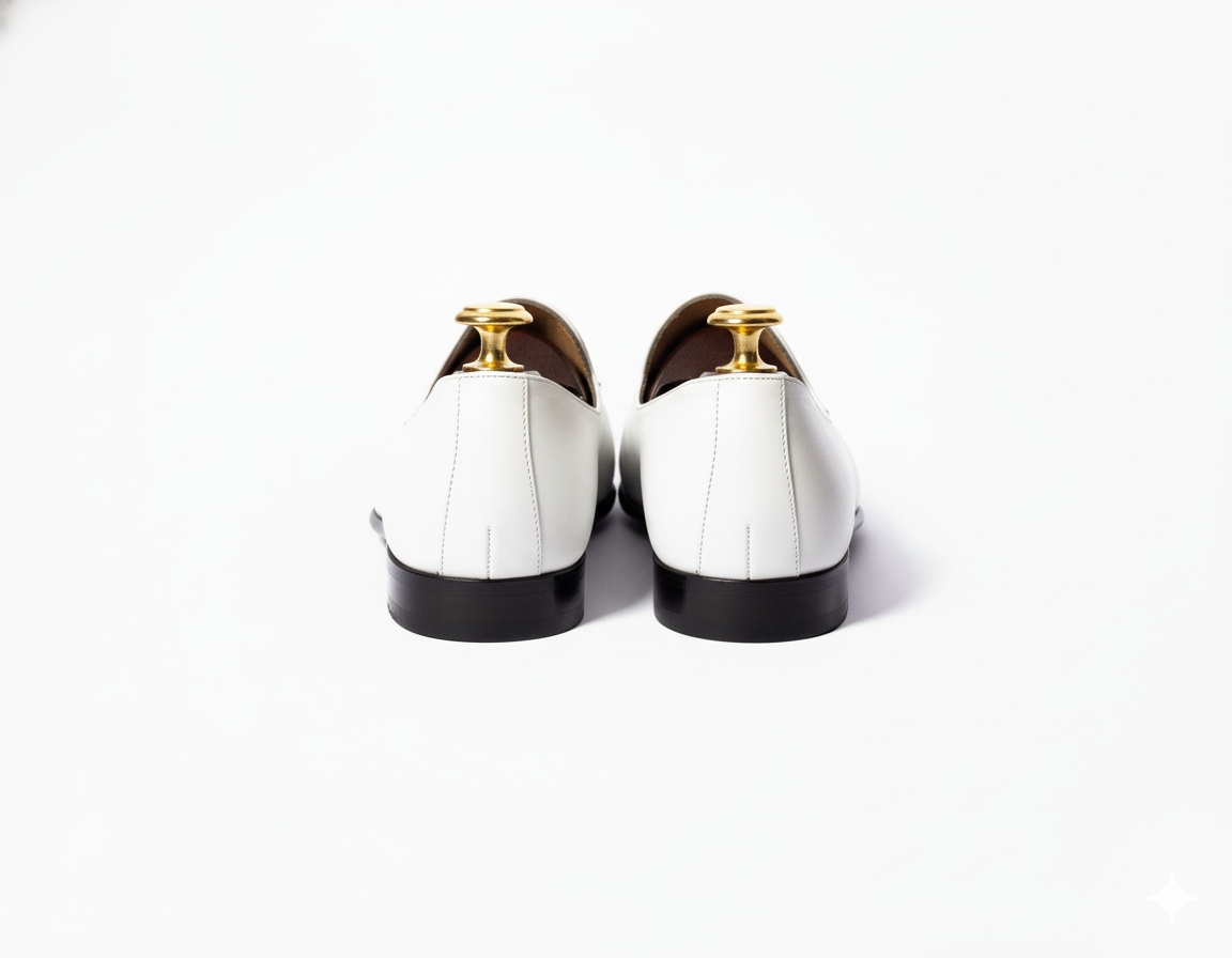 White Leather Tana Peshawari Loafers | Wedding Shoes for Groom | Shoes for Haldi Mehendi Sangeet
