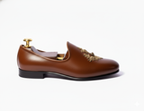 Brown Leather Tana Peshawari Loafers | Wedding Shoes for Groom | Shoes for Haldi Mehendi Sangeet