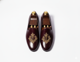 Burgundy Leather Tana Peshawari Loafers | Wedding Shoes for Groom | Shoes for Haldi Mehendi Sangeet