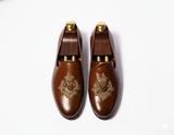 Brown Leather Tana Peshawari Loafers | Wedding Shoes for Groom | Shoes for Haldi Mehendi Sangeet