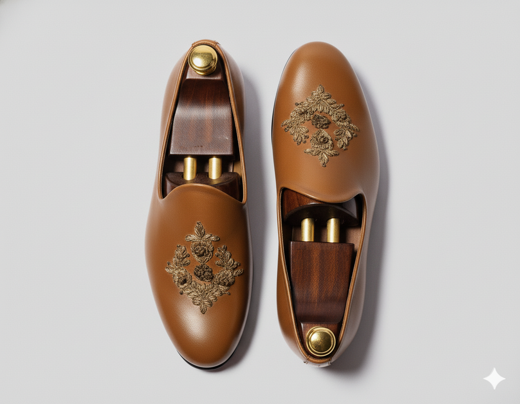 Tan Leather Tana Peshawari Loafers | Wedding Shoes for Groom | Shoes for Haldi Mehendi Sangeet