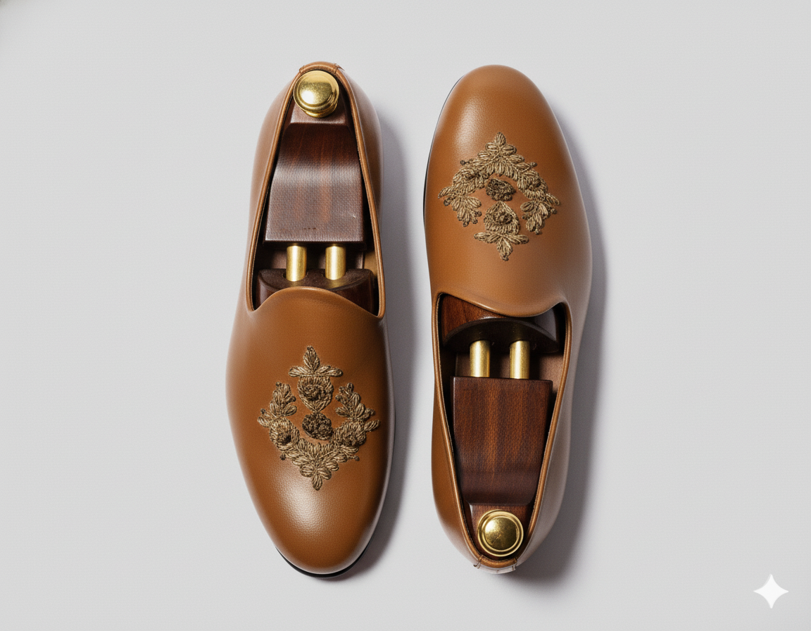 Tan Leather Tana Peshawari Loafers | Wedding Shoes for Groom | Shoes for Haldi Mehendi Sangeet