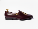 Burgundy Leather Tana Peshawari Loafers | Wedding Shoes for Groom | Shoes for Haldi Mehendi Sangeet