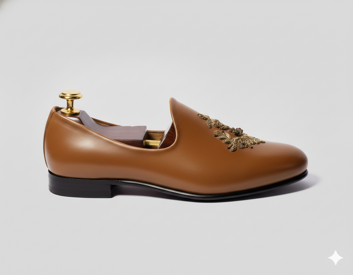 Tan Leather Tana Peshawari Loafers | Wedding Shoes for Groom | Shoes for Haldi Mehendi Sangeet