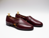 Burgundy Leather Tana Peshawari Loafers | Wedding Shoes for Groom | Shoes for Haldi Mehendi Sangeet