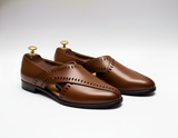 Brown Leather Tana Peshawari Loafers | Wedding Shoes for Groom | Shoes for Haldi Mehendi Sangeet