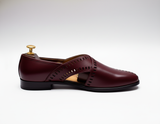 Burgundy Leather Tana Peshawari Loafers | Wedding Shoes for Groom | Shoes for Haldi Mehendi Sangeet