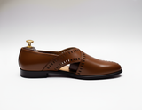 Brown Leather Tana Peshawari Loafers | Wedding Shoes for Groom | Shoes for Haldi Mehendi Sangeet